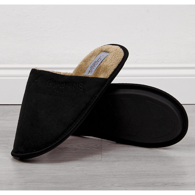 Fekete Cadans otthoni férfi papucs bundával 1 Fekete Cadans otthoni férfi papucs bundával 1