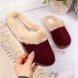 Maroon Cloxx otthoni női papucs bundával piros 2