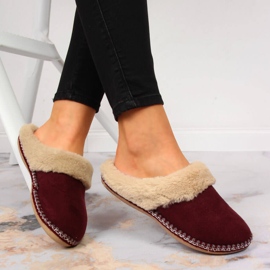 Maroon Cloxx otthoni női papucs bundával piros 1