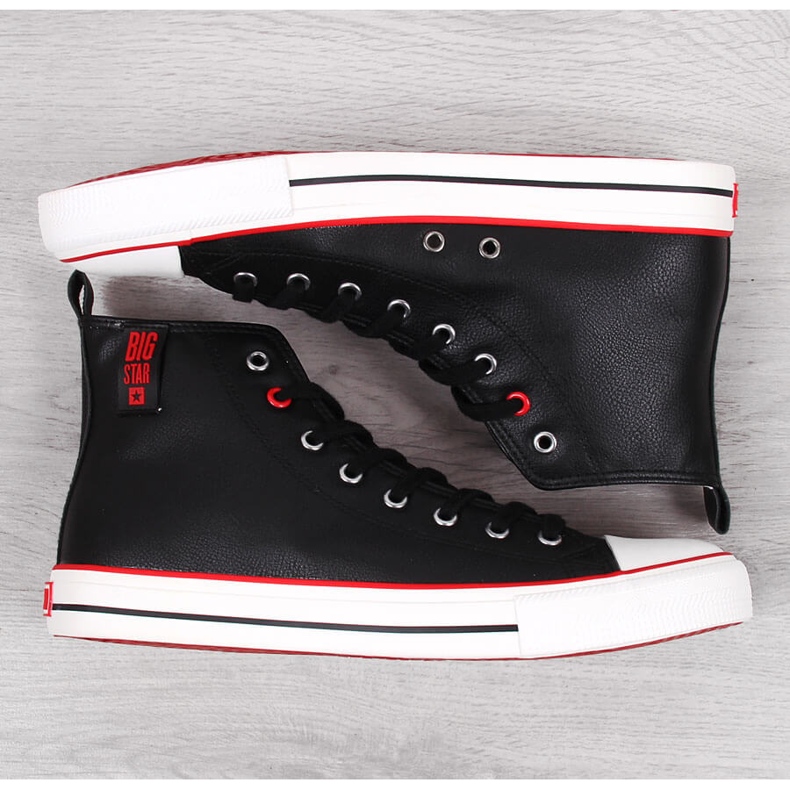 Férfi magas szárú tornacipő fekete eko bőrrel, Big Star JJ174070 2