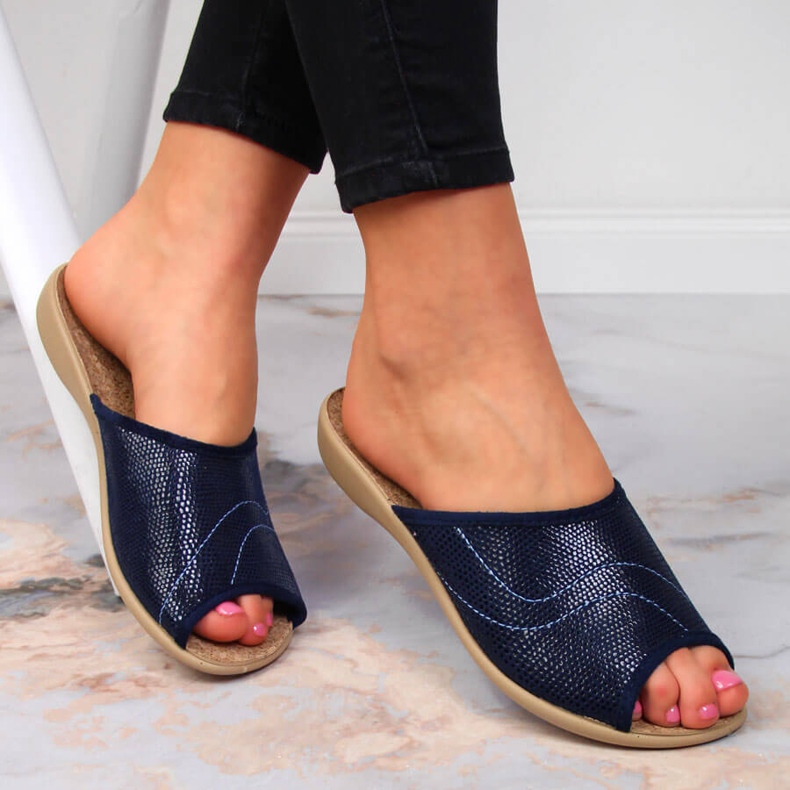 Navy Befado otthoni női parafa papucs sötétkék 1 Navy Befado otthoni női parafa papucs sötétkék 1