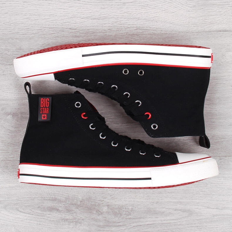 Magas szárú fekete textil férfi tornacipő Big Star JJ174065 2