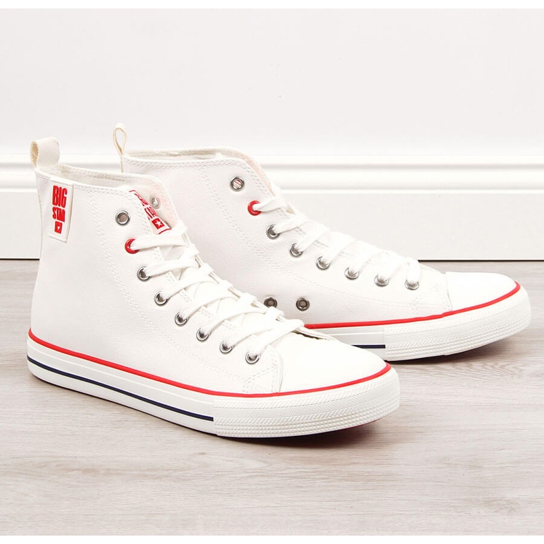 Férfi fehér ökobőr magasszárú tornacipő Big Star JJ174071 1