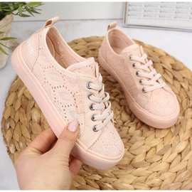 Lány tornacipő csipkés világos rózsaszín Big Star JJ374006 1