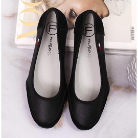 Női fekete bőr áttört balerinák Filippo 1