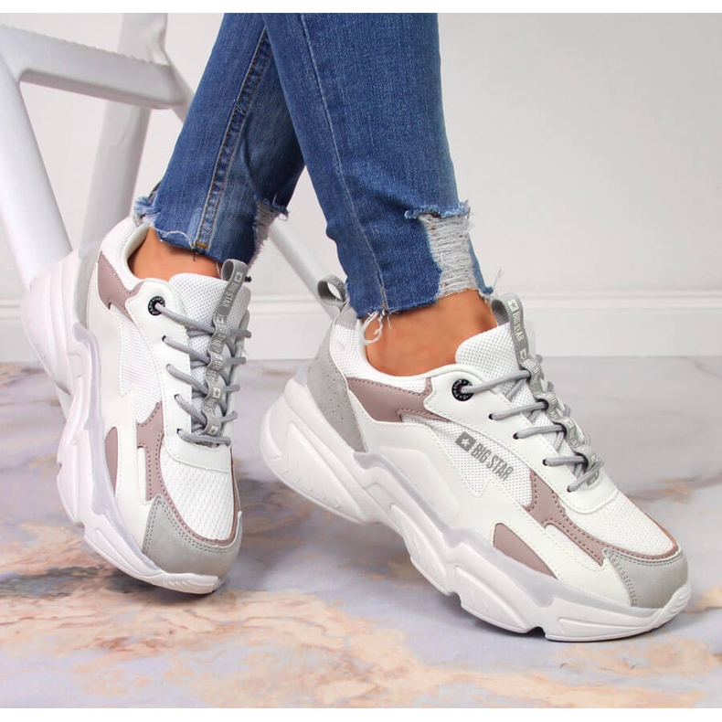 Női sportcipő a Big Star HH274255 fehér platformon sokszínű 1