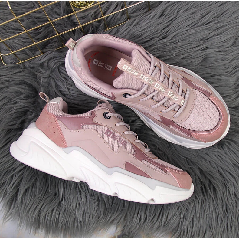 Női sportcipő a rózsaszín Big Star HH274258 platformon 1