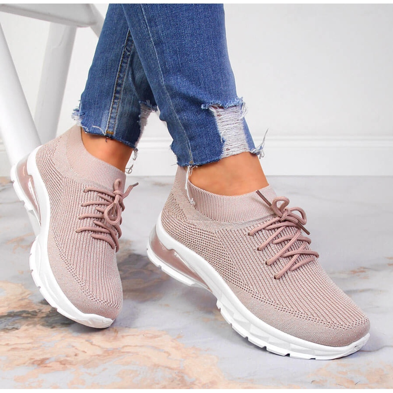 Női sportcipő, zokni, piszkos rózsaszín Potocki 1