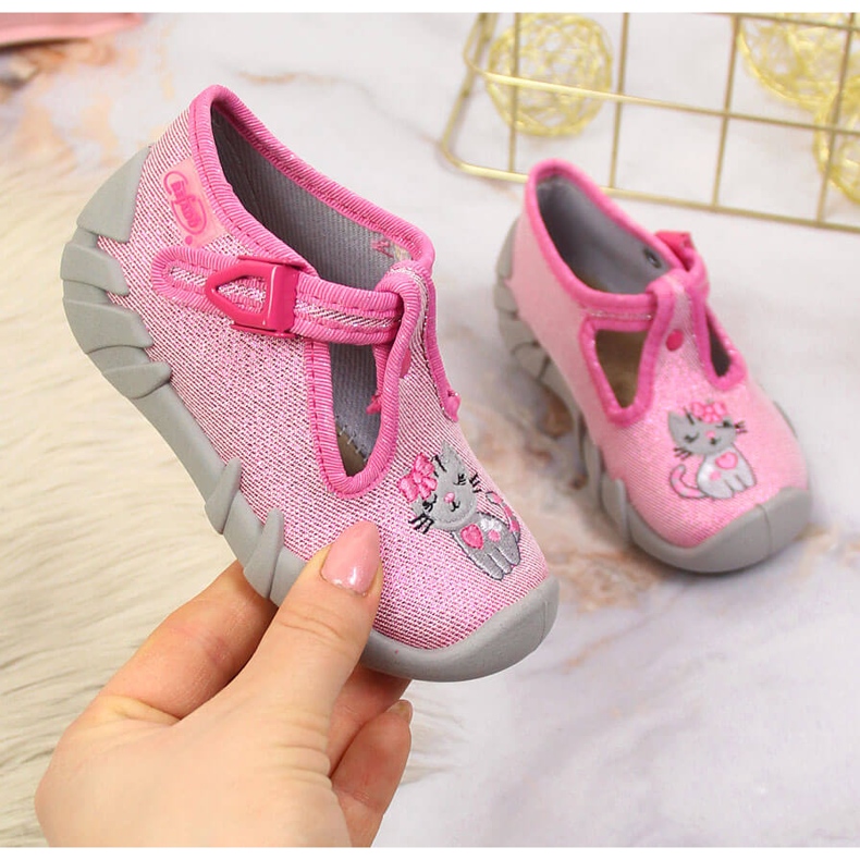 Lánypapucs óvodai rózsaszín és szürke Befado színben 1