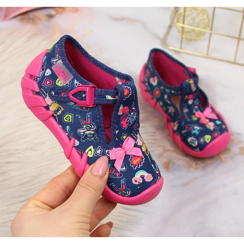 Lánypapucs óvodába, sötétkék Befado rózsaszín 1