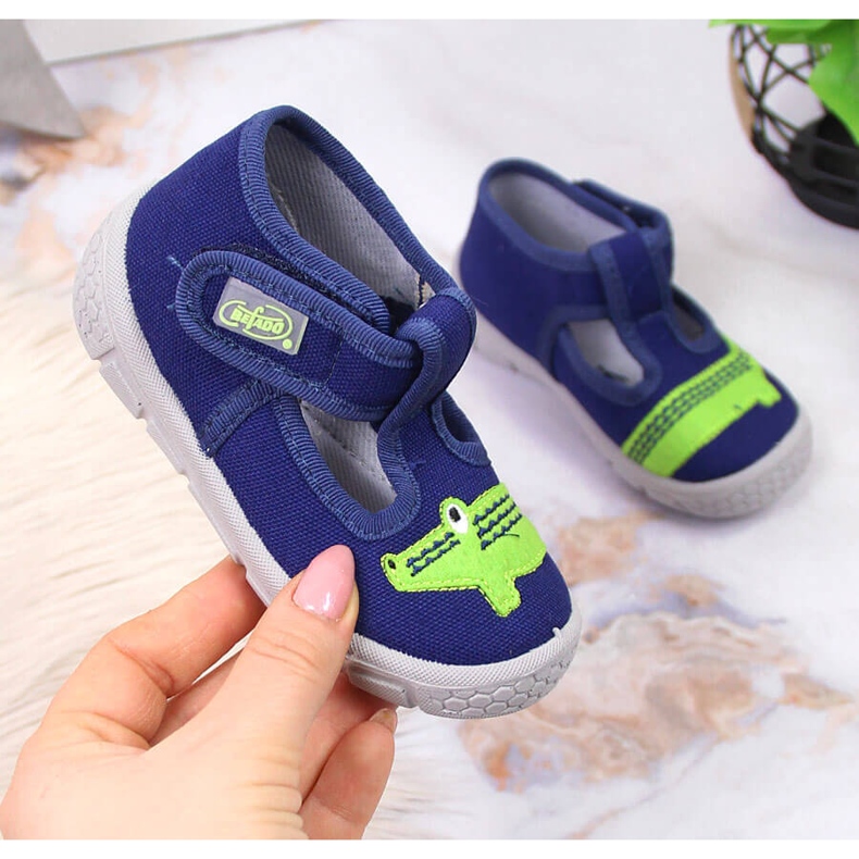 Fiú papucs tépőzárral sötétkék Befado aligátorral 1