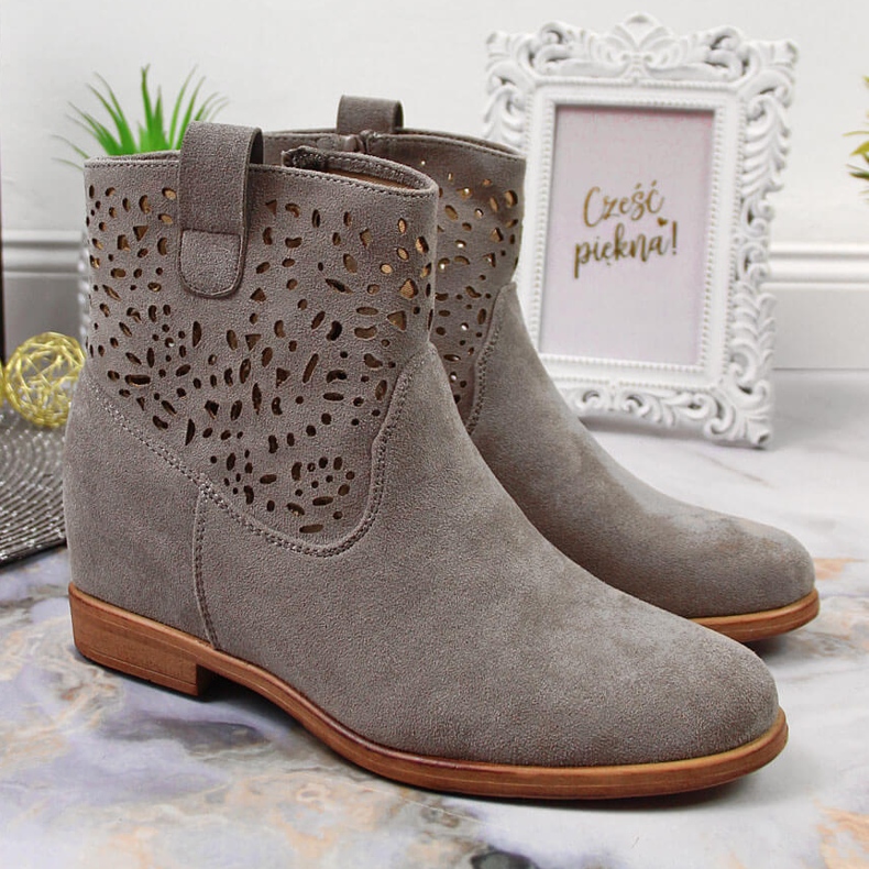 Női áttört rugós csizma Filippo szürke 2