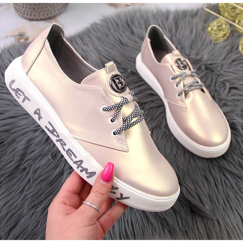 S.Barski S. Barski női brogue gyöngyház rózsaszín emelvénnyel 1