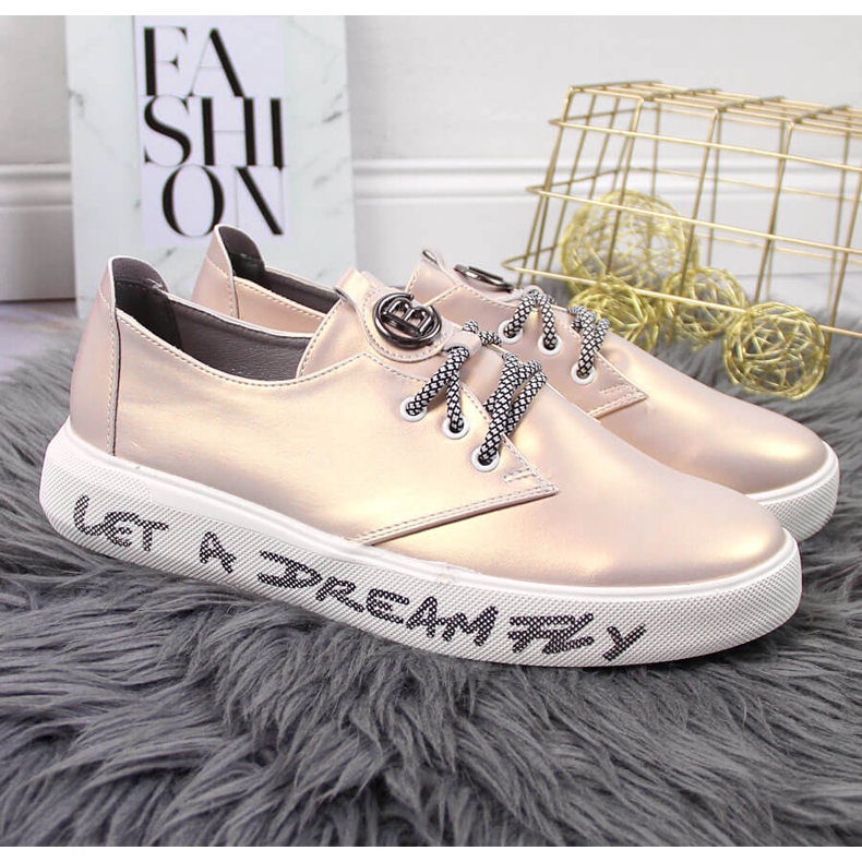 S.Barski S. Barski női brogue gyöngyház rózsaszín emelvénnyel 2