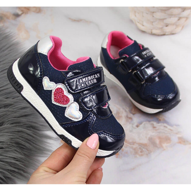 American Club sötétkék lány sportcipő rózsaszín 1