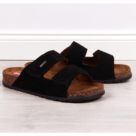 Férfi bőr papucs tépőzáras fekete Big Star JJ176001 1