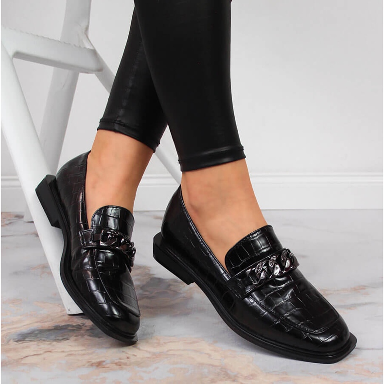 S.Barski Női cipő láncos krokó fekete S. Barski 1