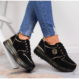 Női sportbőr fekete Filippo platformon 1