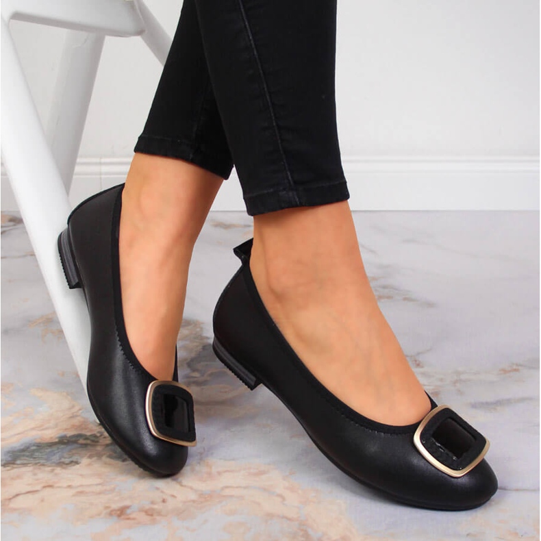 Fekete női bőr balerinák Filippo 1