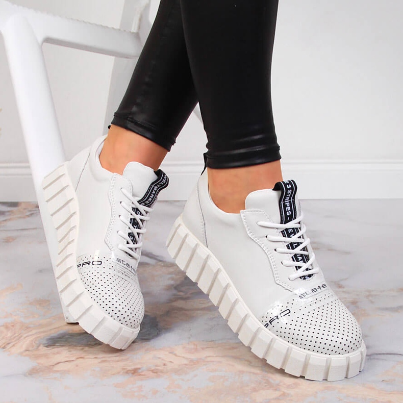 Női bőrcipő fehér Artiker platformon 1