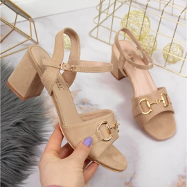 S.Barski Női szandál oszlopon, bézs színű díszítéssel, S. Barskitól 1