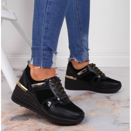S.Barski Bőr női cipő ékelt fekete S. Barski 2