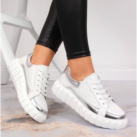 S.Barski Bőr női cipő fehér S. Barski platformon ezüst 1