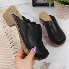 Rieker V6844-00 fekete női bőr papucs 1