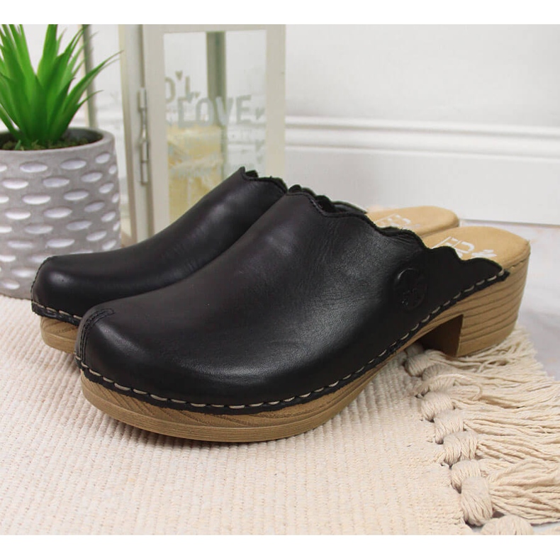 Rieker V6844-00 fekete női bőr papucs 2