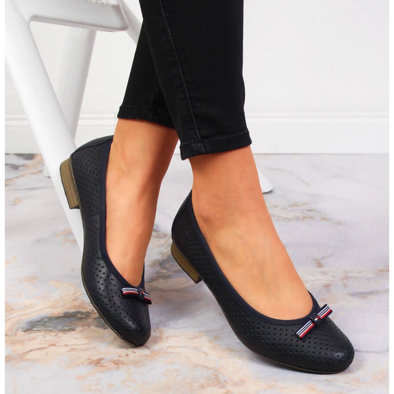 Bőr női áttört sötétkék balerinák Rieker 51997-15 1