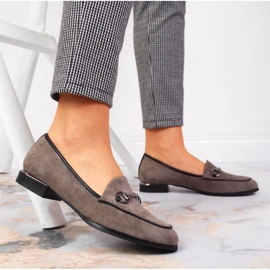 Női alacsony cipő mokaszin szürke Jezzi díszítéssel 2