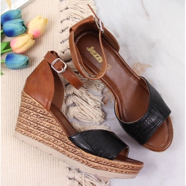 Női fekete és barna szandál Jezzi 1