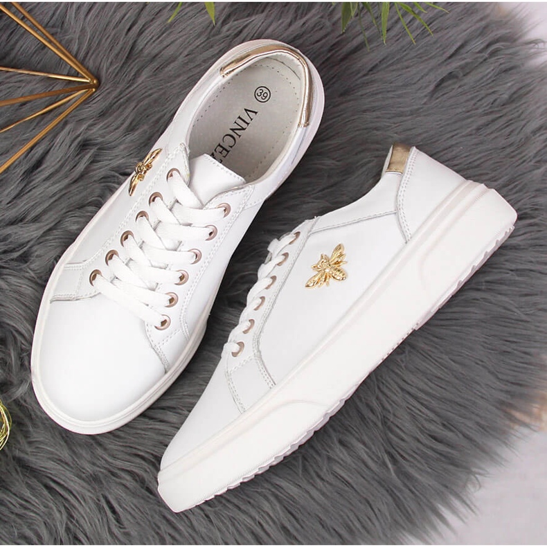 Női bőrcipő fehér Vinceza platformmal 2