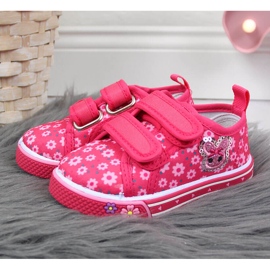 Lány Atletico rózsaszín tépőzáras tornacipő virágokkal 2