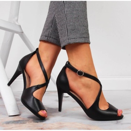 Fekete Sergio Leone női szandál magas sarkon 1