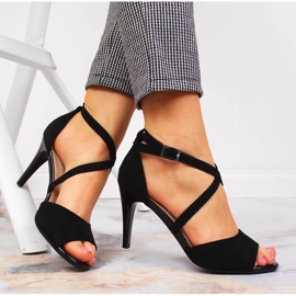 Fekete Sergio Leone női szandál magas sarkon 1