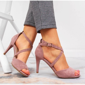 Női szandál magas sarkú rózsaszín Sergio Leone 1