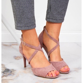 Női szandál magas sarkú rózsaszín Sergio Leone 2