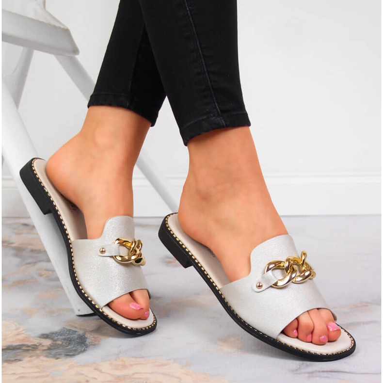 S.Barski Női arany papucs lánccal, arany S. Barski aranysárga 1