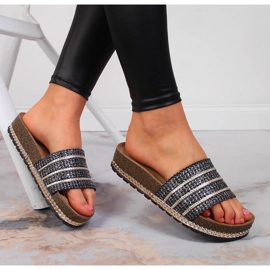 S.Barski Fekete S. Barski női fekete platformpapucs 1