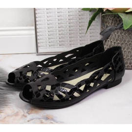 Női fekete áttört balerina Jezzi cipő 2