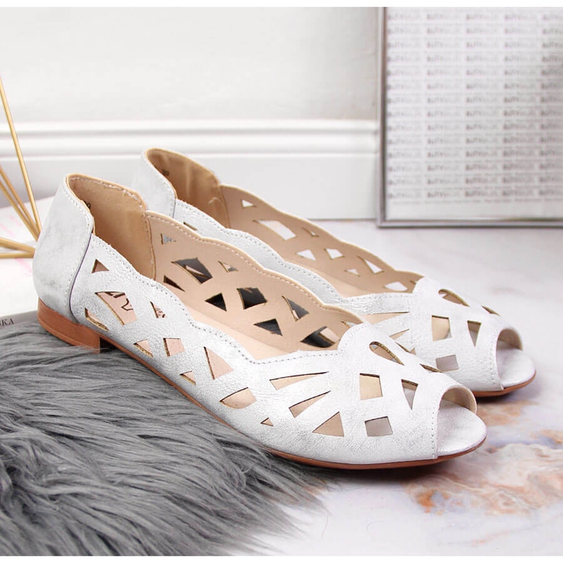 Női ezüst áttört balerinacipő Jezzi 2