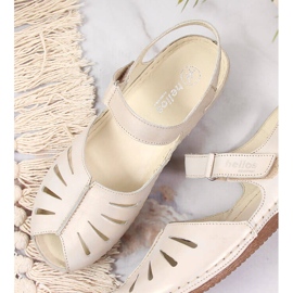 Női bőr szandál arany éken Helios 4009 aranysárga 2