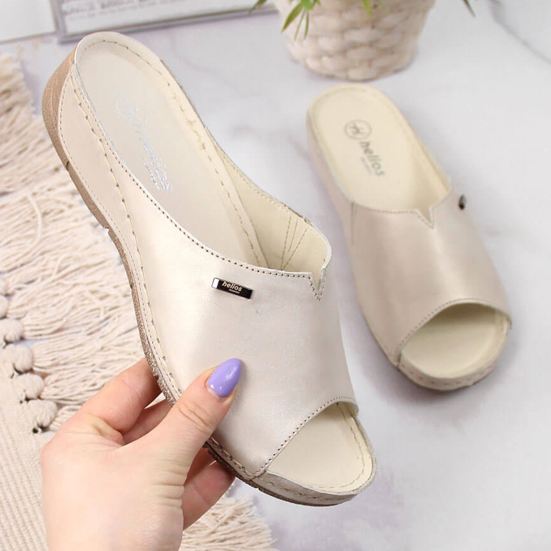 Női bőr papucs arany éken Helios 105 aranysárga 1