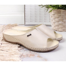 Női bőr papucs arany éken Helios 105 aranysárga 2