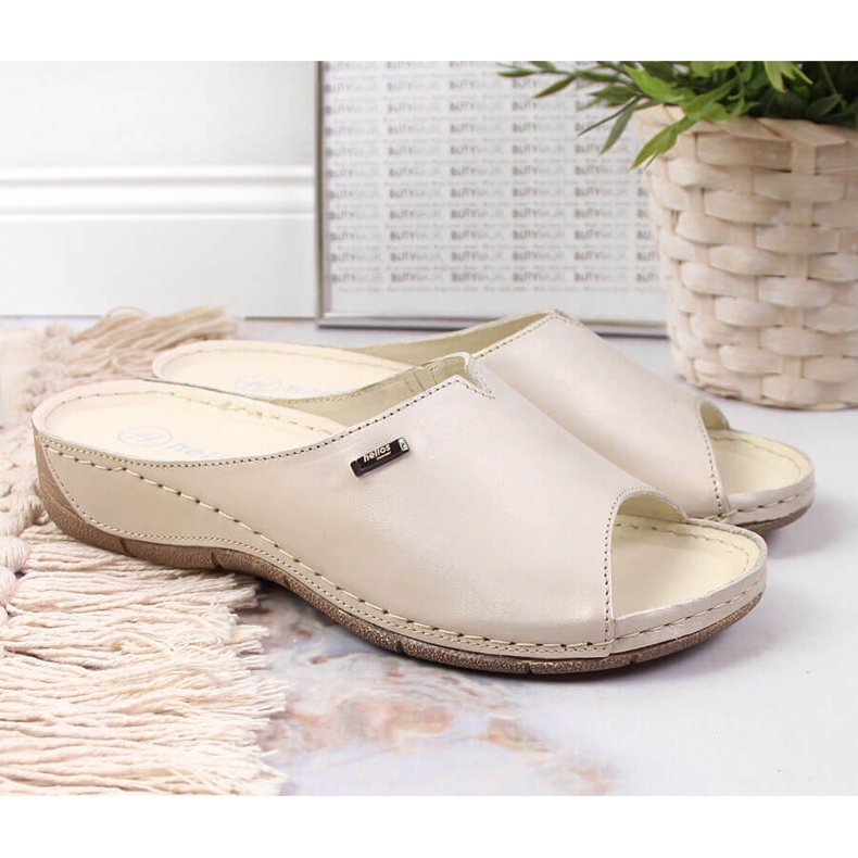 Női bőr papucs arany éken Helios 105 aranysárga 2