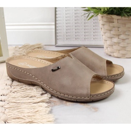 Női bőr papucs bézs Helios 105 éken 2