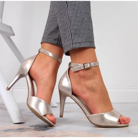 Női szandál arany magas sarkú Sergio Leone aranysárga 1