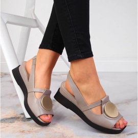 Női bőr szandál Artiker taupe éken bézs 1