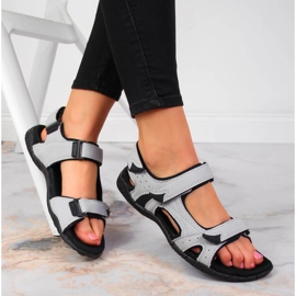 American Club szürke tépőzáras női sportszandál 1